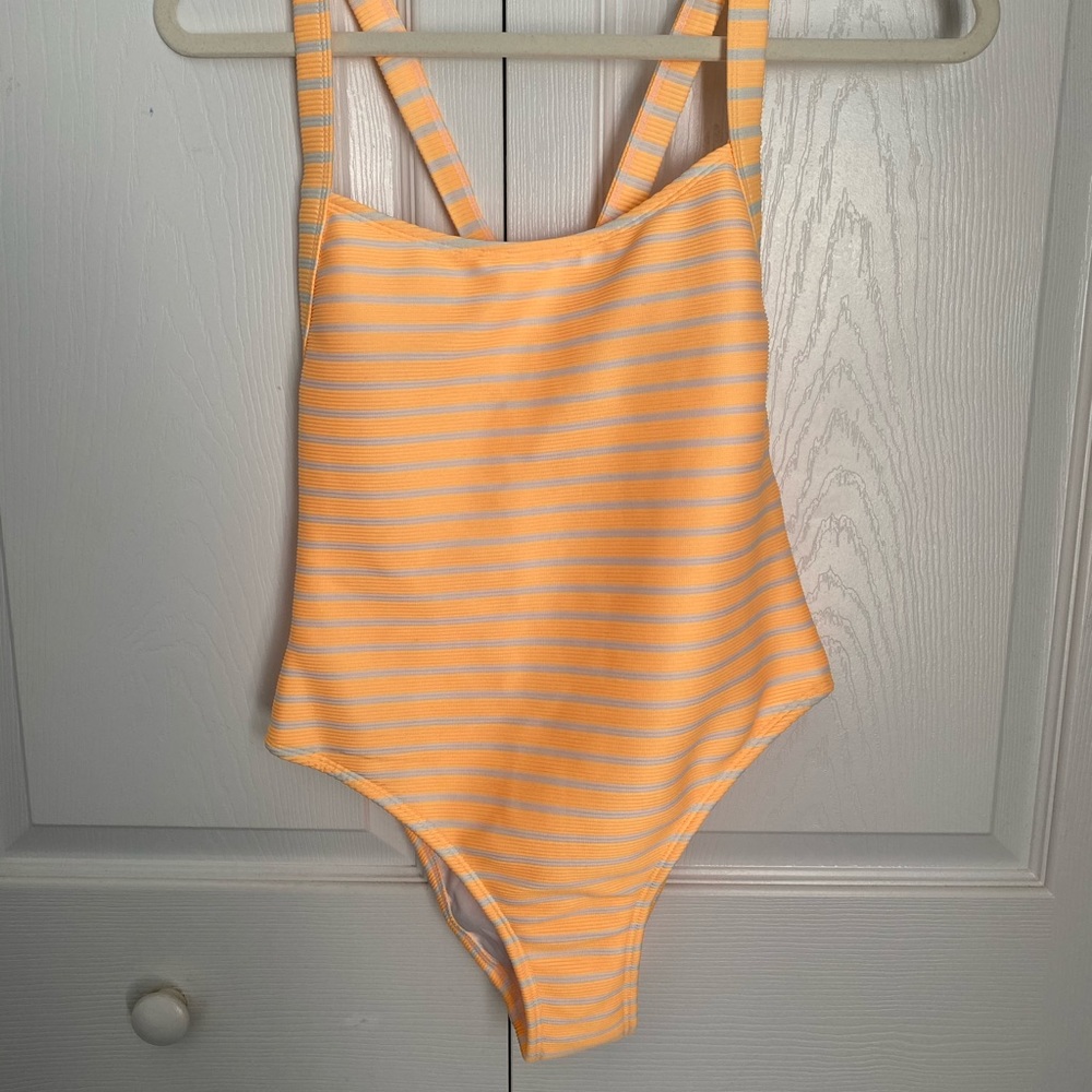 White and yellow striped One Piece